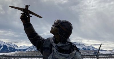 A statue at the entrance to the Telluride Regional Airport. (Picture by Matt Hoisch)